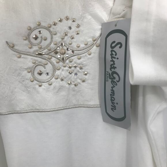 Saint Germain Vintage 2 Piece Sequin High Waist Padded Shirt & Pant Set XL New - Picture 8 of 8